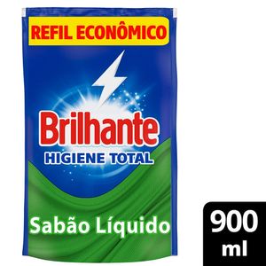 Lava-Roupas Líquido Roupas Brancas e Coloridas Brilhante Higiene Total Sachê Refil Econômico 900ml