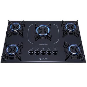 Cooktop 5 bocas Atlas Agile Up Glass Preto