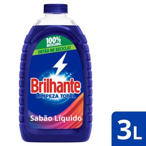 Lava Roupas Líquido Brilhante Limpeza Total 3L