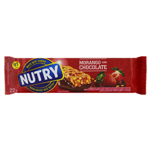 Barra De Cereal Nutry Sabor Morango Com Chocolate 22g