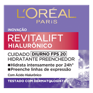 Hidratante Preenchedor com Ácido Hialurônico Diurno FPS 20 L'oréal Paris Revitalift Caixa 49g