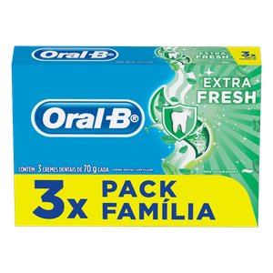 Pack Creme Dental Extra Fresh Oral-B Caixa 3 Unidades 70g Cada Família