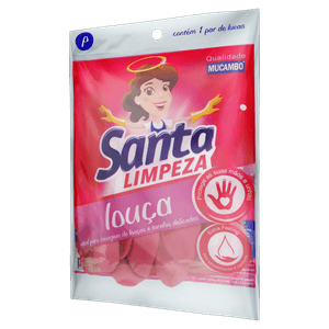 Luva para Louça Rosa Mucambo Santa Limpeza P