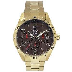 Relógio MultiFunção Masculino Tuguir Analógico Infinity TGI37059 Dourado e Marrom