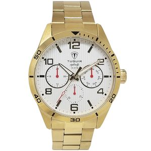 Relógio MultiFunção Masculino Tuguir Analógico Infinity TGI37060 Dourado e Branco