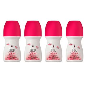 Kit Desodorante Roll-On Antitranspirante Tabu Flores 50Ml C/ 4 unidades