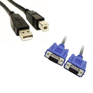 Kit 5 chaveador kvm usb switch 2 portas vga  e kit cabos