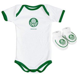 Body e Pantufa Bebê Palmeiras Branco - Torcida Baby