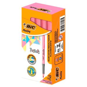 Marca Texto Marking Pastel Rosa Bic 12x1