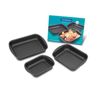 Conjunto de Assadeiras Tramontina Brasil Preto 3 Peças