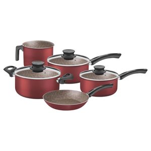 Jogo de Panelas Tramontina Paris Texture Vermelho 5 Peças