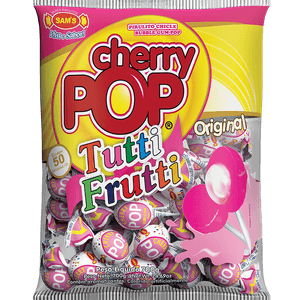 Pirulito Cherry Pop Tutti Frutti Pacote com 50 Unidades