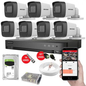 Kit CFTV 7 Câmeras de Segurança Hikvision Colorvu Imagens Noturnas Coloridas Full HD 1080p c/hd 1TB
