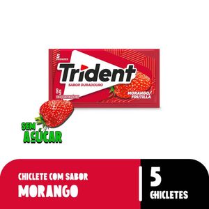 Chiclete Trident Morango Sem Açúcar 8g Embalagem com 5 Unidades