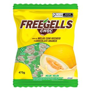 Bala Freegells Melão Com Recheio De Chocolate Branco 475G