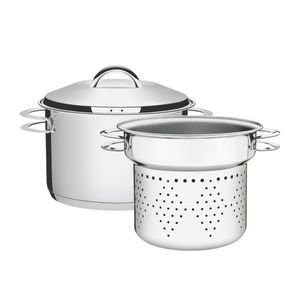 Jogo Cozi-Pasta Tramontina Solar em Aço Inox Fundo Triplo com Alças 2 Peças 24 cm