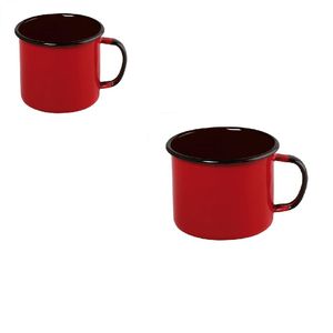 Canecas 2 (duas) de qualidade em Agata - 370 ml - Vermelho - Ewel