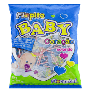 Pirulito Colorido Florestal Flopito Baby Coração Pacote