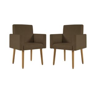 Kit 02 Cadeiras Poltrona Escritório - Recepção - Cor Marrom