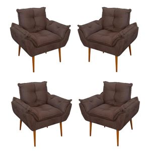 Kit 04 Cadeiras Poltronas de Luxo Opala Sala, Quarto